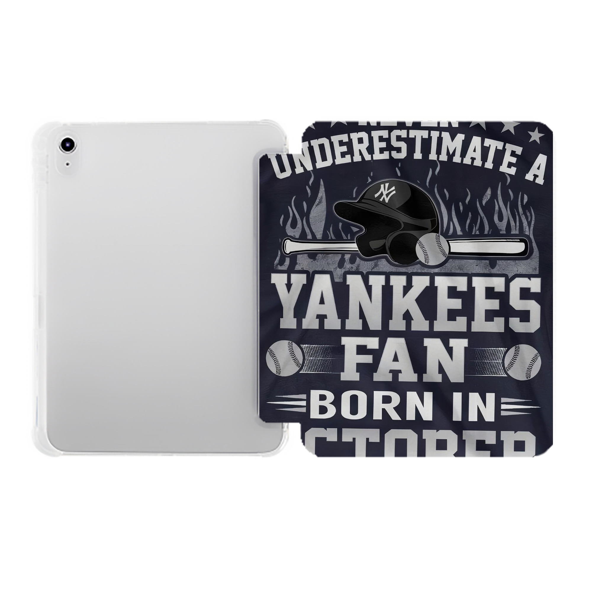 New York Yankees 349 Premium Tri-Fold PU Leather & Silicone IPad Case With Pencil Slot – Fits 9.5,10.5,10.9 – Adjustable Stand, Slim, Protective